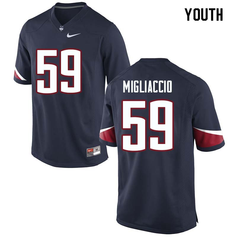 Youth #59 Andrew Migliaccio Uconn Huskies College Football Jerseys Sale-Navy